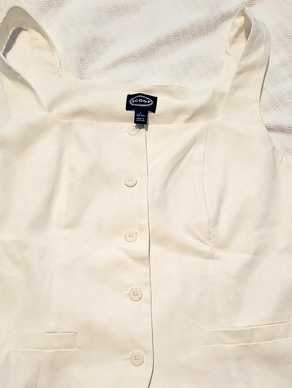Scoop Linen Blend Longline Vest Top in Cream Size Large Like New
